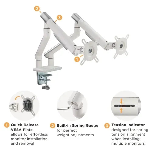 Brateck Dual Monitor Premium Slim Aluminum Spring-Assisted Monitor Arm Fix Most 17'-32' Monitor U... - Image 4