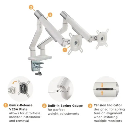 Brateck Dual Monitor Premium Slim Aluminum Spring-Assisted Monitor Arm Fix Most 17'-32' Monitor U... - Image 4