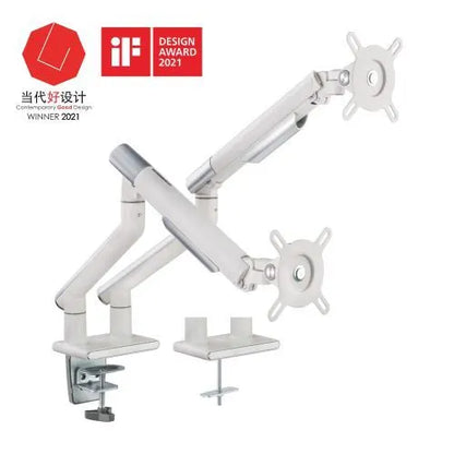Brateck Dual Monitor Premium Slim Aluminum Spring-Assisted Monitor Arm Fix Most 17'-32' Monitor U...