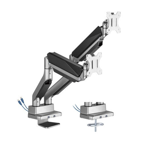 Brateck Dual Monitor Economy Heavy-Duty Gas Spring Monitor Arm with USD 3.0 Ports Fit Most 17'-35...
