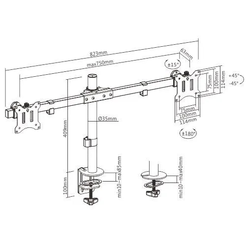 Brateck Pole Mount Dual-Screen Monitor Mount Fit Most 17'-32' Monitors, Weight Capacity (per scre... - Image 4