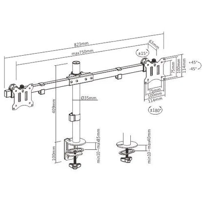 Brateck Pole Mount Dual-Screen Monitor Mount Fit Most 17'-32' Monitors, Weight Capacity (per scre... - Image 4