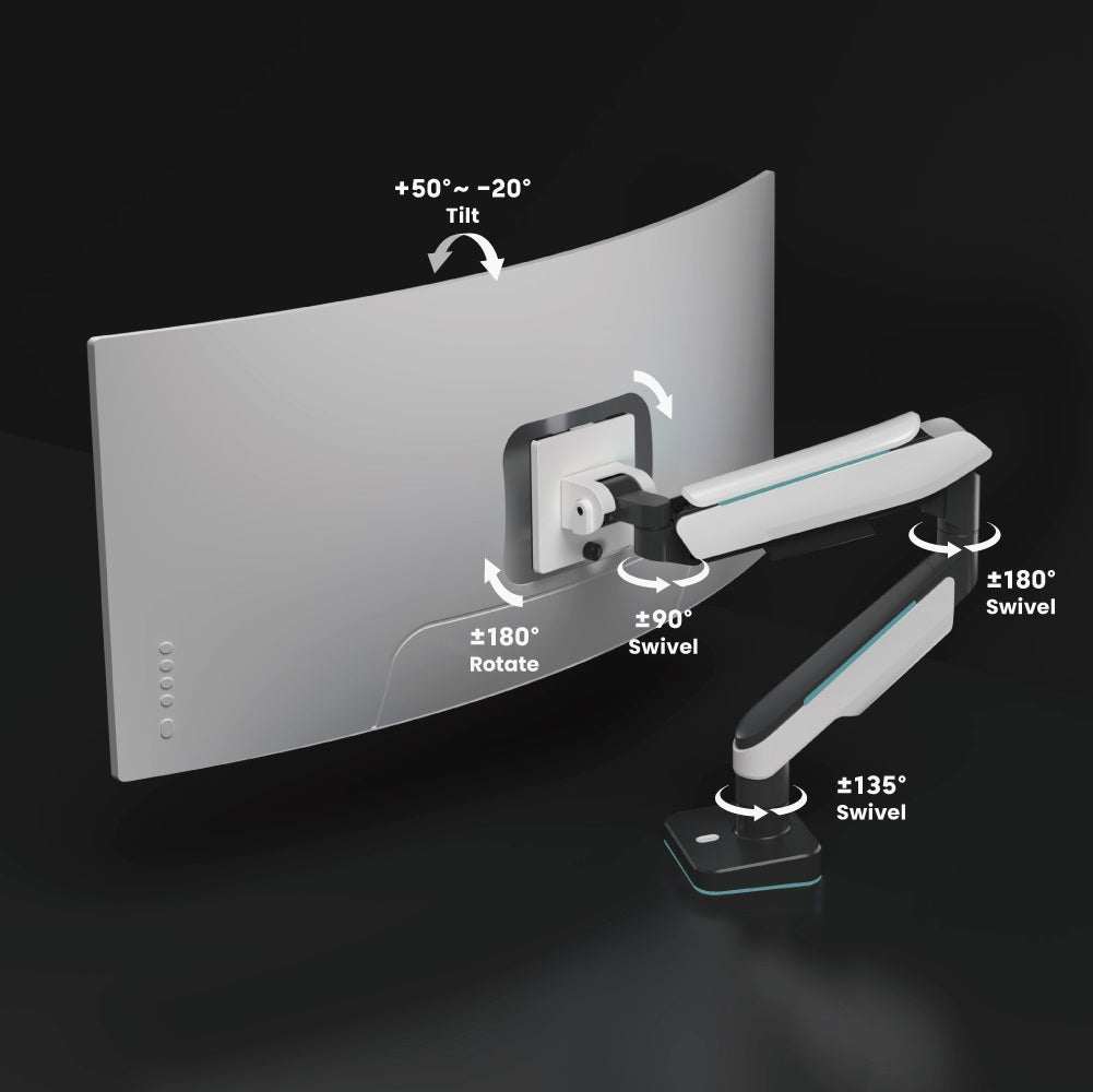 Brateck Single Heavy-Duty Gaming Monitor Arm Fit Most 17'-49' Monitor Up to 20KG, Fit Curved Moni... - Image 3