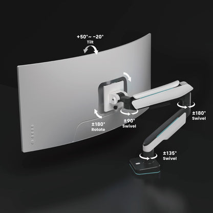 Brateck Single Heavy-Duty Gaming Monitor Arm Fit Most 17'-49' Monitor Up to 20KG, Fit Curved Moni... - Image 3