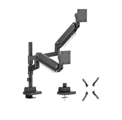 Brateck LDT80-C024P Matte Black Super Heavy-Duty Pole-Mounted Gas Spring Dual Monitor Arm For mos...