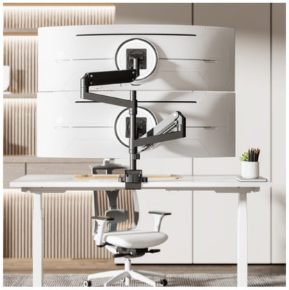 Brateck LDT80-C024P Matte Black Super Heavy-Duty Pole-Mounted Gas Spring Dual Monitor Arm For mos... - Image 2