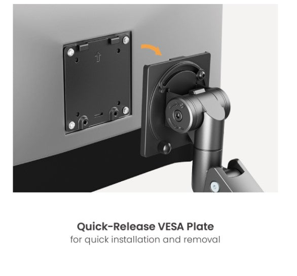 Brateck LDT80-C024UCP Matte Black Super Heavy-Duty Pole-Mounted Gas Spring Dual Monitor Arm with... - Image 2