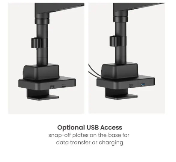 Brateck LDT80-C024UCP Matte Black Super Heavy-Duty Pole-Mounted Gas Spring Dual Monitor Arm with... - Image 3