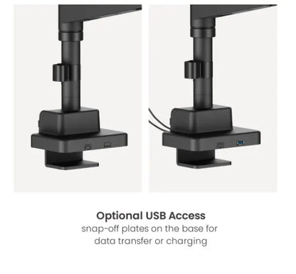 Brateck LDT80-C024UCP Matte Black Super Heavy-Duty Pole-Mounted Gas Spring Dual Monitor Arm with... - Image 3
