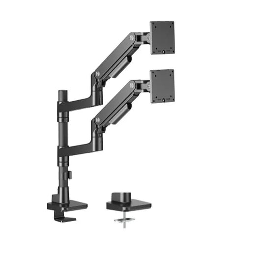 Brateck LDT81-C024P-B Noteworthy Pole-Mounted Heavy-Duty Gas Spring Dual Monitor Arm Fit Most 17'...