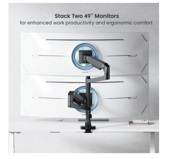 Brateck LDT81-C024P-B NOTEWORTHY POLE-MOUNTED HEAVY-DUTY GAS SPRING DUAL MONITOR ARM Fit Most 17'... - Image 2