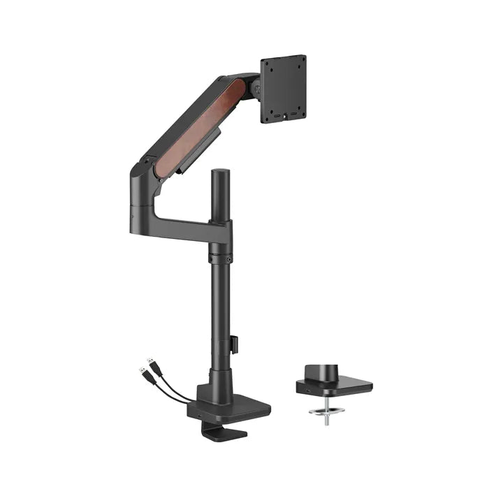 Brateck LDT81N-C012UCP Fusion Heavy-Duty Pole-Mounted Gas Spring Monitor Arm with USB-A/USB-C Por...