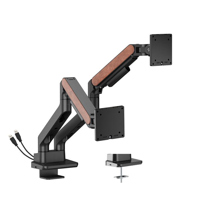 Brateck LDT81N-C024UC Fusion Heavy-Duty Gas Spring Dual Monitor Arm with USB-A/USB-C Ports For mo...