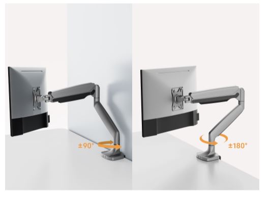 BrateckLDT82-C012UC SINGLE SCREEN HEAVY-DUTY GAS SPRING MONITOR ARM WITH USB PORTS For most 17'~4... - Image 2