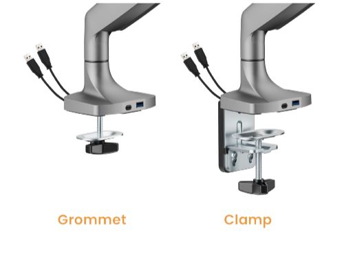 BrateckLDT82-C012UCE SINGLE SCREEN HEAVY-DUTY MECHANICAL SPRING MONITOR ARM WITH USB PORTS For mo... - Image 2