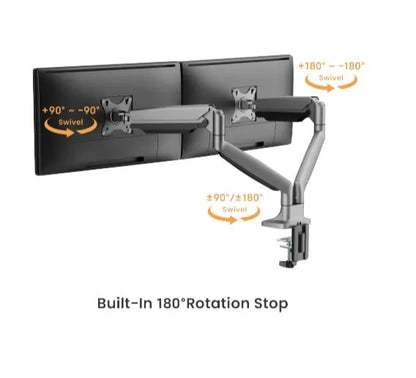 Brateck LDT82-C024-BK Dual Screen Heavy-Duty Gas Spring Monitory Arm with For most 17'~35' Monito... - Image 2