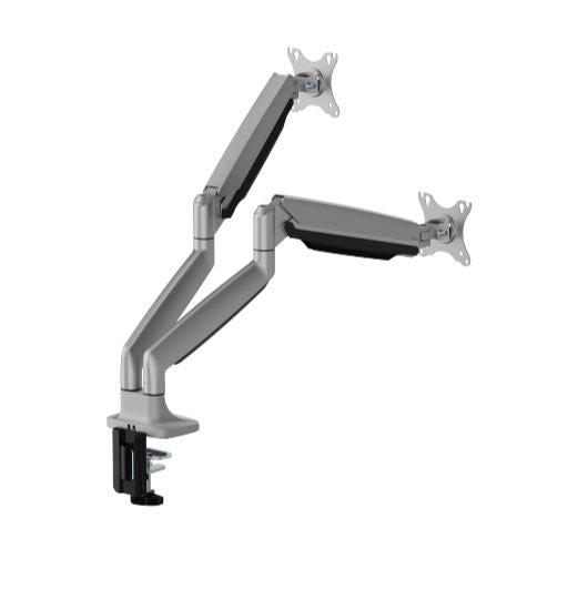 Brateck LDT82-C024E DUAL SCREEN HEAVY-DUTY MECHANICAL SPRING MONITOR ARM For most 17'~35' Monitors, Matte Silver (LS)