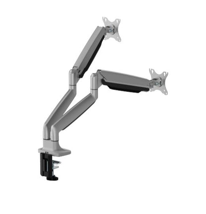 Brateck LDT82-C024E DUAL SCREEN HEAVY-DUTY MECHANICAL SPRING MONITOR ARM For most 17'~35' Monitors, Matte Silver (LS)