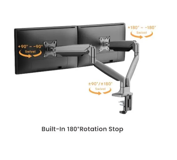 Brateck LDT82-C024UC Dual Screen Heavy-Duty Gas Spring Monitory Arm with USB Ports For most 17'~3... - Image 4