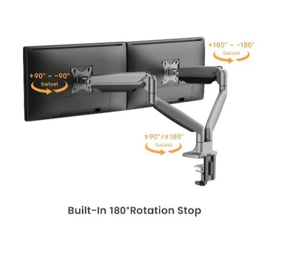 Brateck LDT82-C024UC Dual Screen Heavy-Duty Gas Spring Monitory Arm with USB Ports For most 17'~3... - Image 4