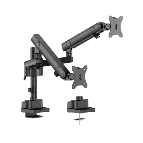 Brateck LDT84-C024P-B Dual Screen Pole-Mounted Heavy-Duty Mechanical Spring Monitor Arm Black - M...