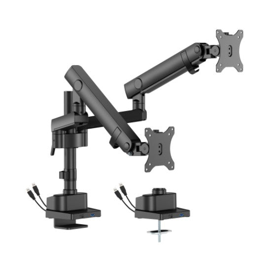 Brateck LDT84-C024UCP-B DUAL SCREEN POLE-MOUNTED HEAVY-DUTY MECHANICAL SPRING MONITOR ARM WITH US...