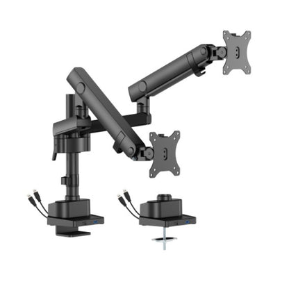 Brateck LDT84-C024UCP-B DUAL SCREEN POLE-MOUNTED HEAVY-DUTY MECHANICAL SPRING MONITOR ARM WITH US...