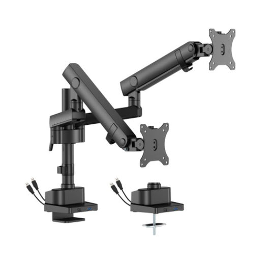 Brateck LDT84-C024UCP-B DUAL SCREEN POLE-MOUNTED HEAVY-DUTY MECHANICAL SPRING MONITOR ARM WITH US...