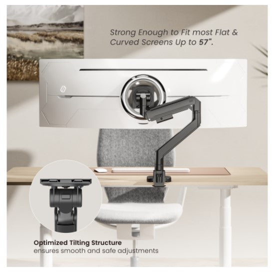 Brateck LDT87-C012UC-B TITAN HEAVY-DUTY GAS SPRING MONITOR ARM WITH USB-A/USB-C PORTS (LS) - Moni... - Image 2