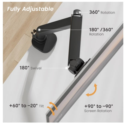 Brateck LDT87-C012UC-B TITAN HEAVY-DUTY GAS SPRING MONITOR ARM WITH USB-A/USB-C PORTS (LS) - Moni... - Image 3