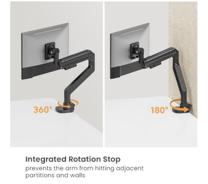 Brateck LDT87-C012UC-B TITAN HEAVY-DUTY GAS SPRING MONITOR ARM WITH USB-A/USB-C PORTS (LS) - Moni... - Image 4
