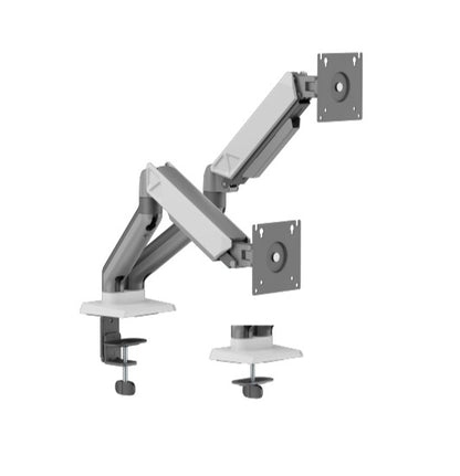 Brateck LDT88-C024 DUAL SCREEN RUGGED MECHANICAL SPRING MONITOR ARM For most 17'~32' Monitors, Space Grey  White (LS)