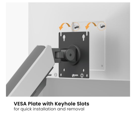 Brateck LDT88-C024 DUAL SCREEN RUGGED MECHANICAL SPRING MONITOR ARM For most 17'~32' Monitors, Space Grey  White (LS)
