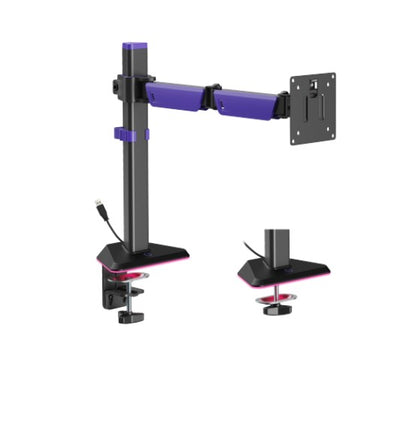 Brateck LDT89-C012L Articulating RGB Lighting Gaming Monitor Arm Matte Black, Fit Screen Size: 17...