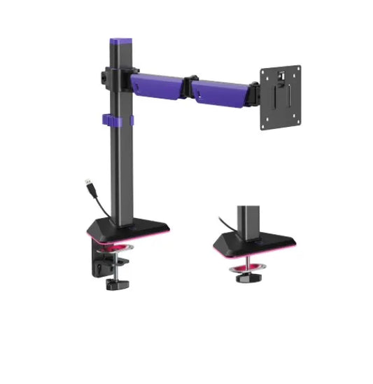Brateck LDT89-C012L Articulating RGB Lighting Gaming Monitor Arm Matte Black, Fit Screen Size: 17...
