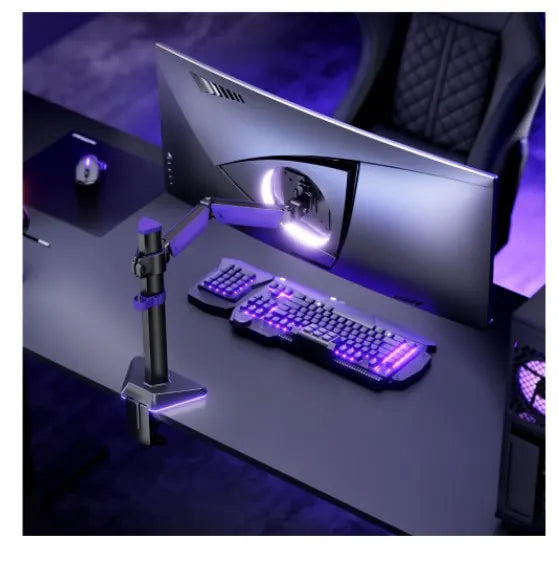 Brateck LDT89-C012L Articulating RGB Lighting Gaming Monitor Arm Matte Black, Fit Screen Size: 17... - Image 2