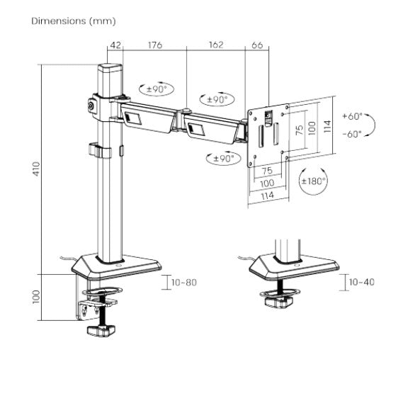 Brateck LDT89-C012L Articulating RGB Lighting Gaming Monitor Arm Matte Black, Fit Screen Size: 17... - Image 3