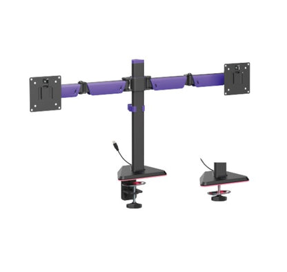 Brateck LDT89-C024L Matte Black Amethyst Articulating RGB Lighting Gaming Dual Monitor Arm, Fit S...