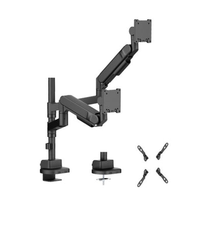 Brateck LDT92-C024P-B Future-Proof Heavy-Duty Pole-Mounted Gas Spring Dual Monitor Arm, Fit Scree...