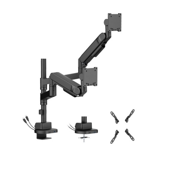 Brateck LDT92-C024UCP-B Future-Proof Heavy-Duty Pole-Mounted Gas Spring Dual Monitor Arm with USB...