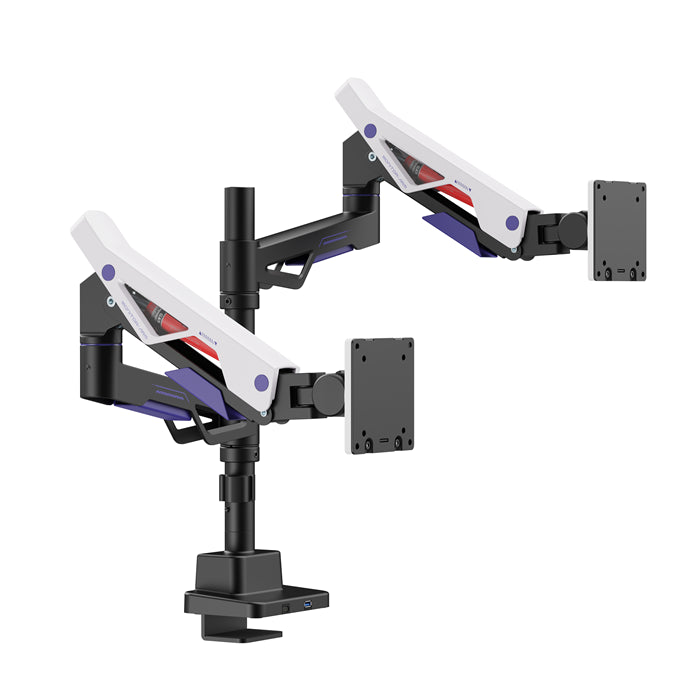 Brateck LDT95-C024UCP Atlas Neo Gaming Pole-Mounted Dual Monitor Arm with USB-A  USB-C Ports For...