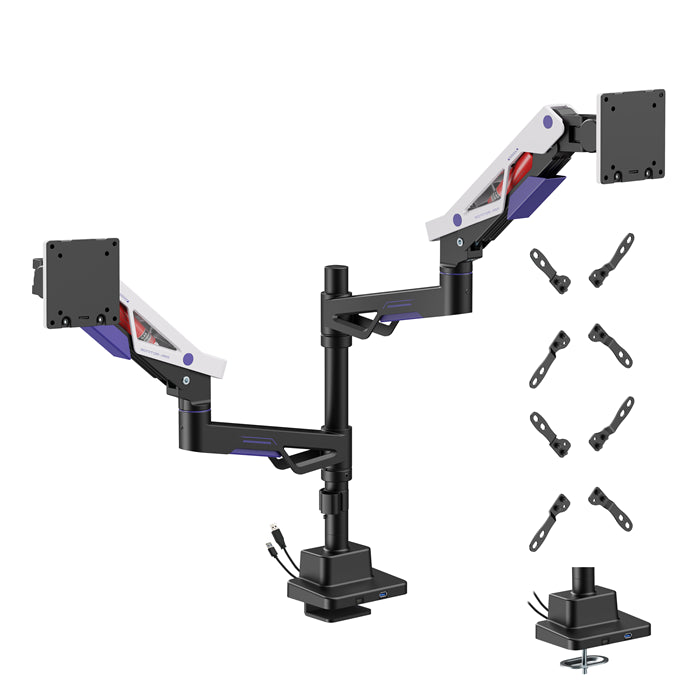 Brateck LDT95-C024UCP Atlas Neo Gaming Pole-Mounted Dual Monitor Arm with USB-A  USB-C Ports For... - Image 2