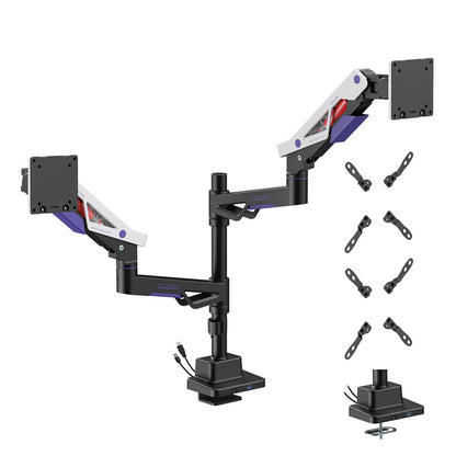 Brateck LDT95-C024UCP Atlas Neo Gaming Pole-Mounted Dual Monitor Arm with USB-A  USB-C Ports For... - Image 2