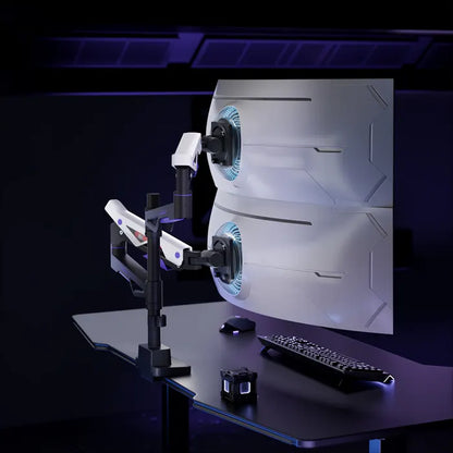 Brateck LDT95-C024UCP Atlas Neo Gaming Pole-Mounted Dual Monitor Arm with USB-A  USB-C Ports For... - Image 4
