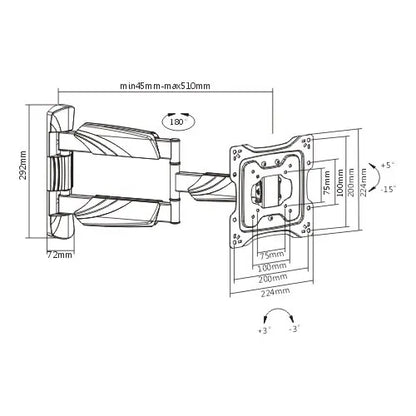 Brateck Elegant Full-Motion TV Wall Mount For 23'-42' up to 35KG, VESA Compatible: 75x75,100x100,... - Image 2
