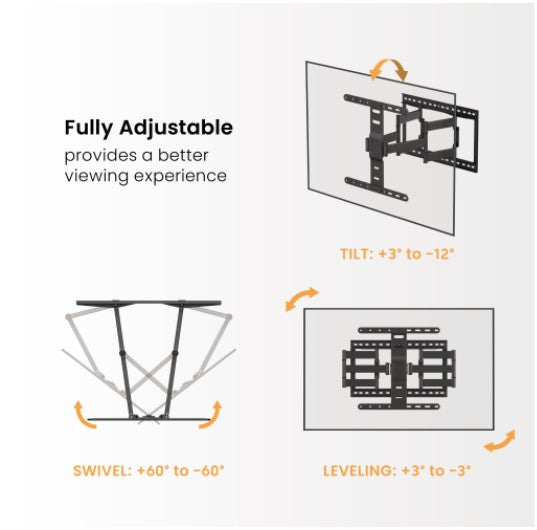 Brateck LPA83-466 Modern Ultra-Slim Full-Motion TV Wall Mount For most 43'-90' TVs, Weight Capaci... - Image 4