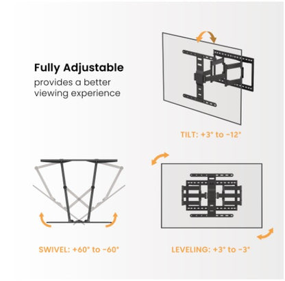 Brateck LPA83-466 Modern Ultra-Slim Full-Motion TV Wall Mount For most 43'-90' TVs, Weight Capaci... - Image 4