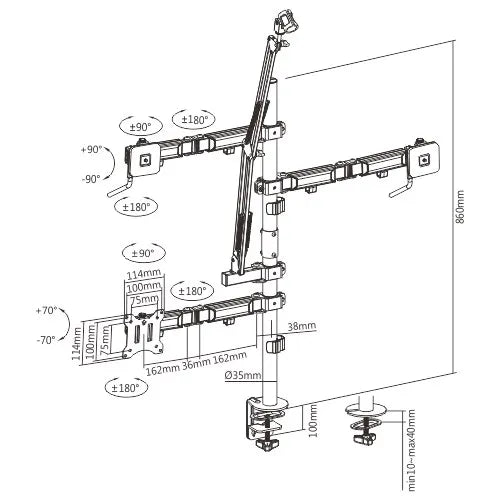 Brateck Single-Monitor All-in-One Studio Setup Desktop Mount Fix 17'-32' Up to 9kg, Fit Curved Mo... - Image 3