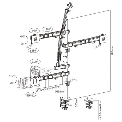 Brateck Single-Monitor All-in-One Studio Setup Desktop Mount Fix 17'-32' Up to 9kg, Fit Curved Mo... - Image 3