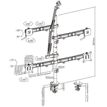 Brateck Dual-Monitor All-in-One Studio Setup Desktop Mount Fit17'-32' Weight Capacity Up to 9kg,... - Image 3